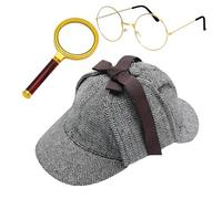 KAHDGSS Adult Detective Costume Detective Halloween Costume Private Investigator Accessories Magnifyings Glass Eyeglass Outfits