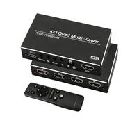 KAHDGSS Aluminum Cased HDTV Splitter Enabling Seamless Switching Four Inputs to 1 Output for Meetings Button Control