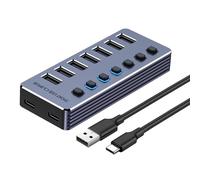 KAHDGSS Aluminum USB3.0 Splitter 4/7/10 Port USB Adapter Fast Speed Data Transfer And Charging With Independently Switches USB Adapter For Multiple Devices