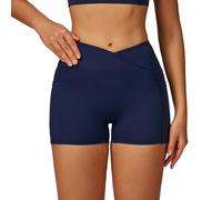 KAHDGSS Athletic Gym Shorts for Women Quick Dry High Waist Belly Control Workout Exercise Shorts with Pocket for Fitness Running Crouch Proof Leggings
