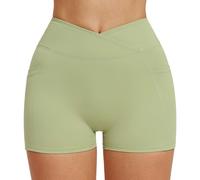 KAHDGSS Athletic Gym Shorts for Women Quick Dry High Waist Belly Control Workout Exercise Shorts with Pocket for Fitness Running Crouch Proof Leggings