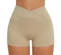 KAHDGSS Athletic Gym Shorts for Women Quick Dry High Waist Belly Control Workout Exercise Shorts with Pocket for Fitness Running Crouch Proof Leggings