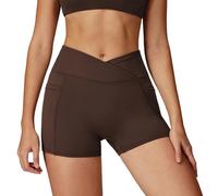 KAHDGSS Athletic Gym Shorts for Women Quick Dry High Waist Belly Control Workout Exercise Shorts with Pocket for Fitness Running Crouch Proof Leggings