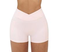 KAHDGSS Athletic Gym Shorts for Women Quick Dry High Waist Belly Control Workout Exercise Shorts with Pocket for Fitness Running Crouch Proof Leggings