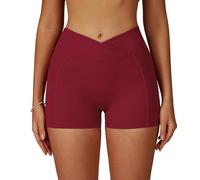 KAHDGSS Athletic Gym Shorts for Women Quick Dry High Waist Belly Control Workout Exercise Shorts with Pocket for Fitness Running Crouch Proof Leggings