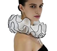 KAHDGSS Dramatic Organza Neck Piece, Detachable Ruffle Collar Accessory for Themed, Portrait Styling, Wear Organza Ruffle Collar Detachable False Costume Neck Accessory Adults Stage Photo Up