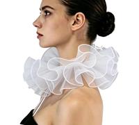 KAHDGSS Dramatic Organza Neck Piece, Detachable Ruffle Collar Accessory for Themed, Portrait Styling, Wear Organza Ruffle Collar Detachable False Costume Neck Accessory Adults Stage Photo Up