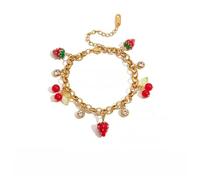KAHDGSS Elegant Adjustable Stackable Simulated Fruit Charm Stainless Steel Jewelry For Women Lightweight Versatile Daily Wear Modern Stackable For Outfit Styling