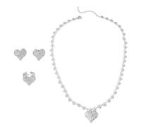KAHDGSS Elegant Gold Plated Love Heart Earrings Rings Necklace Set With Sandstone Texture For Stylish Women Casual Wear Irregular Heart Necklace