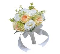 KAHDGSS Elegant Rose Bouquet Bridal Hand Arrangement with Flexible Stalks White Blue Shade Wedding Accessory Wedding Bouquet Silk Flowers
