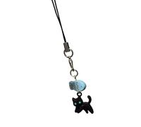 KAHDGSS Fahshionable Lovely Cats Beaded Handcraft Elegant Phone Strap And Keychain Charm Portable Gifts For Trendy Ladies Black Cats Pendant