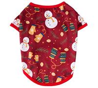 KAHDGSS Holiday Pet Vest Shirt Santa Clause Snowman Man Elk Pattern Gift Breathable Puppy Shirts Comfortable Shirts for Dogs Christmas