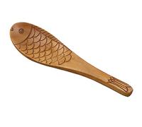 KAHDGSS Japanese Fish Shaped Wood Spoon Hand Carved Texture Scoop for Soup Rice Paddle Kitchen Utensil Dinnerware Japanese Spoon Wooden