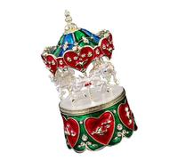KAHDGSS Metal Carousel Shaped Jewelry Case for Necklace Earrings with Spacious Compartments and Antique Enameled Decoration Alloy Carousel Jewelry Case for Weddings