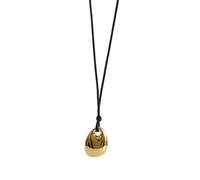 KAHDGSS Modern Bean Pendant Necklace Black PU Leather Cord Neckchain Adjustable Clavicle Chain Jewelry for Fashion Forward Women Comfortable Necklace