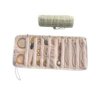 KAHDGSS Multi Layer Jewelry Organiser Roll for Earrings Necklaces Foldable Canvas Storage Bag with Multiple Compartments Portable Jewelry Organiser