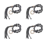 KAHDGSS Pack Of 4 Wood Rings Braided Rope Curtain Holders Tiebacks For Home And Office Farmhouses Window Drapery Holdbacks Ties Curtain Organizers