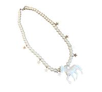 KAHDGSS Pearls Strands Necklace/Earrings with Delicate Horse | Fashionable Jewelry Accessories with Horse Pendant, Imitation Pearls and Elegant Designs for Sophisticated Look