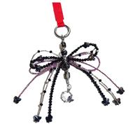 KAHDGSS Portable Black Crystal Bowknot Accessory Elegant Beaded Crystal Bowknot Pendant Fashionable Handmade Backpack Accessory