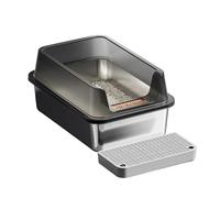 KAHDGSS Practical Stainless Steel Litter Box Featuring Filter Pedals for Less Mess Easy to Clean Low Entry Suitable for Any Age Stainless Steel Cats Filter Pedals
