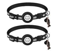 KAHDGSS Reflective Pet Collar With Tracker-Holder Adjustable Pet Nylon Collar CatsCollar Breakaway Collar 2pcs Cats Collar Holder Breakaway Reflective