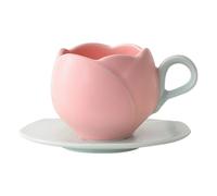 KAHDGSS Romance Tulips Coffee Cup and Saucers Set 12Cm Plate Diameter Sturdy Ceramic Materials Ideal for Brewing Traditional Ceramic Coffee Cup