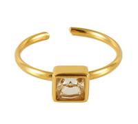 KAHDGSS Square/Heart/Flower Opening Rings Stainless Steel Geometric Zircon Finger Jewelry Accessory For Parties And Daily Wear Fashion Statement Jewelry