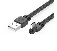 KAHDGSS USB 2.0 To Type C Data Cable 2A Fast Charging 480Mbps Data Transfer Flat Wire Line 90 Degree Elbow For Tablets Phones