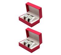 KAHDGSS Watch Box for Men Luxury PU Leather Display Cases with Dual-Layer Storage & Protections 2-Pack Set Lightweight PU Case for Business Travelers