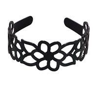 KAHDGSS Women Girls Black Plastic Wide Headband Hollow Out Plum Blossom Floral Hair Hoop Non-Slip Toothed Lady Headdress Bandana Styleing Accessories
