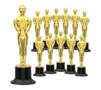Kahdsvby 12 Pack Plastic Gold Award Trophies for Party Decorations, Party Favors, Movie Night Party Favor, School Award Easy to Use Gold+Black
