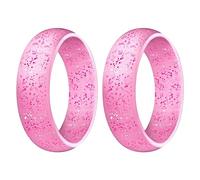 Kahdsvby 2 Pieces Popular with Women Silicone Cool Rings Silicone Wedding Band 5.7mm Pink 9, Silicone