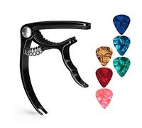 Kahdsvby Guitar Capo Guitar Accessory Trigger Capo with 6 Free Guitar Tips for Acoustic and Electric Guitars - Also Ukulele and Banjo Capos (Black)