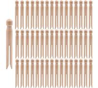 KAHEIGN 100Pcs Wooden Dolly Pegs, 11CM Natural Wood Color Dolly Pegs for Doll Making and DIY Crafts - Traditional Clothes Pegs for Washing Line Hanging Clothing