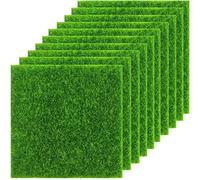 KAHEIGN 10Pcs Artificial Grass Mat, 15CM x 15CM Realistic Garden Lawn Life-Like Fairy Artificial Grass Garden Micro Grass Turf Rug for Miniature Garden Ornament Dollhouse Decoration