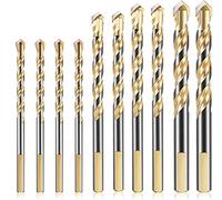 KAHEIGN 10Pcs Masonry Drill Bits, 6/8 /10 /12mm Tungsten Carbide Drill Bit Set for Porcelain Ceramic Tile Concrete Brick Wall Glass Mirrors Plastic Masonry Wood