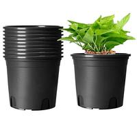 KAHEIGN 10Pcs Plastic Flower Pots, 19.5cm Thicken Plant Pots Plant Container Indoor Gardening Pot (Black)