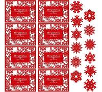 KAHEIGN 12Pcs Christmas Placemats with Coasters, Merry Christmas and Happy New Year Hollow Felt Table Placemats with Snowflake Coasters for Holiday Home Party Decoration (35cm x 25cm)