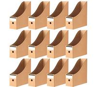 KAHEIGN 12Pcs Magazine Files Holder, 26CM x 9CM Kraft Cardboard Magazine Rack Stationery Document Storage Box A4 File Organiser Divider for School Office Home Desktop File Divide Storage