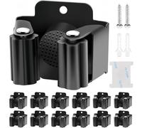 KAHEIGN 12Pcs Stainless Steel Broom Holders, Wall Mounted Mop Bracket Heavy Duty Tool Hook Brush Storage Organiser with Non-slip Silicone Gear for Kitchen Bathroom Closet Garden Garage