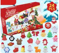 KAHEIGN 2024 Advent Calendar, 24 Days Christmas Countdown with 24Pcs Mochi Squishy Toys for 3-9 Year Old Kids Christmas Gifts Holiday Decoration Party Favors (26cm x 21cm)