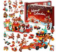 KAHEIGN 2024 Advent Calendar, 24 Days Christmas Countdown with 895Pcs 12 In 1 Santa's Sleigh Dessert House Building Blocks Toys for Kids Christmas Gifts Holiday Decoration Party Favors (32cm x 22cm)