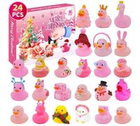 KAHEIGN 2025 Advent Calendar, 24 Days Christmas Countdown with 24Pcs Rubber Ducks Fun Duckie Bath Toys for 3-9 Year Old Kids Christmas Gifts Holiday Decoration Party Favors (33cm x 23cm)