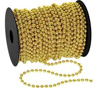 KAHEIGN 20M Christmas Bead Garland, 5mm Plastic Beads Chain Artificial Pearls Strands Xmas Bead Garland Roll for Christmas Tree Holiday Wedding DIY Decoration Supplies (Gold)