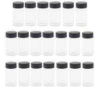 KAHEIGN 20Pcs Clear Glass Vials, 20ml 2/3 Oz Sample Glass Bottles with Plastic Screw Black Cap Transparent Lab Vials Container
