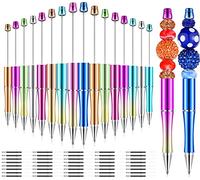 KAHEIGN 20Pcs Plastic Beadable Pen, 14CM Ballpoint Pen Bead Pen Shaft Black Ink Rollerball Pen with 40Pcs Extra Refills for Kids Students Office School Supplies (10 Gradient Colors)