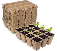 KAHEIGN 240 Cells Seedling Trays, 20Pcs 12 Grids 4CM Square Plant Germination Seed Starter Pot Biodegradable Fibre Transplanting Tray for Plants Fruits Vegetables (16cm x 12cm)