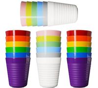 KAHEIGN 24Pcs Reusable Plastic Cups, 250ml Children Plastic Drinking Cups Kids Durable Tumblers for Kitchen Outdoor Parties Picnics BBQ Travels - Dishwasher and Microwave Safe (12 Colors)
