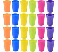 KAHEIGN 24Pcs Reusable Plastic Cups, 250ml Children’s Kids Durable Plastic Drinking Cups Tumblers Set for Kitchen Outdoor Parties Picnics BBQ’s Travels (6 Bright Colors)