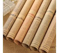 KAHEIGN 25 Sheets Christmas Wrapping Paper, 75 x 52cm Recycled Kraft Gift Wrap Papers Xmas Wrapping Paper Sheets Vintage Newspaper for DIY Gift Wrapping (5 Colors)